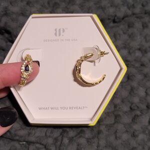 Gold Hoop Earrings with Sapphire